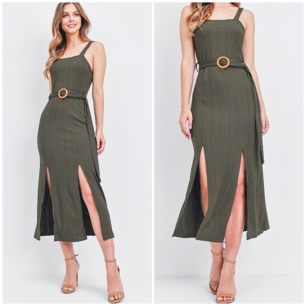 LAST ONE❗️Very J Olive Ribbed Midi Dress - Picture 4 of 7